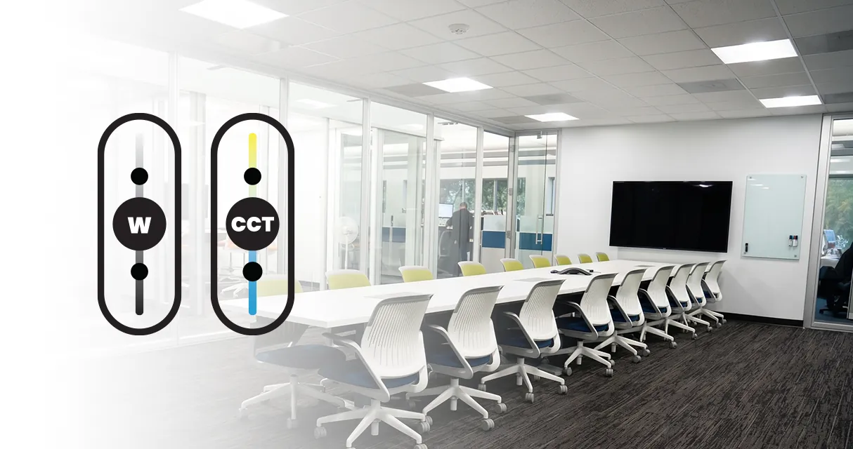 Power and CCT selectable LED light feature